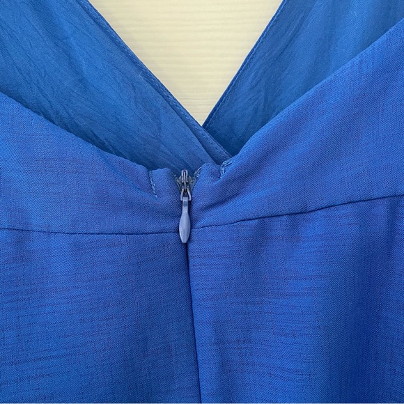 Ruffled Mini Dress Romper - Cobalt Blue - Large - Picture 7 of 10